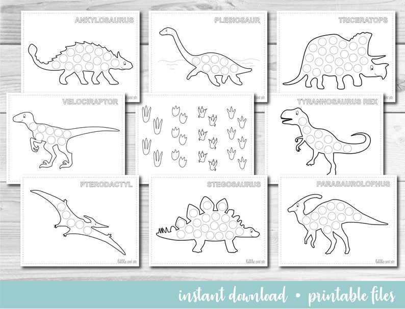 Dinosaur Themed 10 Page Do A Dot Art Activity Sheets - Etsy