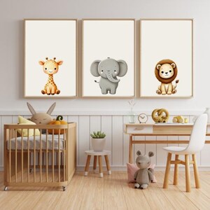 Safari Nursery Wall Prints, Boho Nursery Prints, jungle animals, earth colors, baby animals, Nursery Art, animal Nursery Decor, animal print