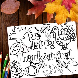 Happy Thanksgiving Printable Coloring Page Placemat