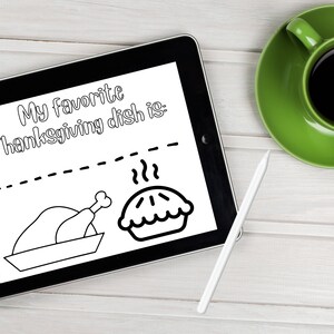 My Favorite Thanksgiving Dish Is... Printable and Digital Placemat | Coloring Page