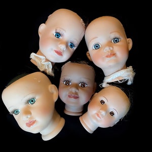 5 porcelain doll heads RANDOM LOT
