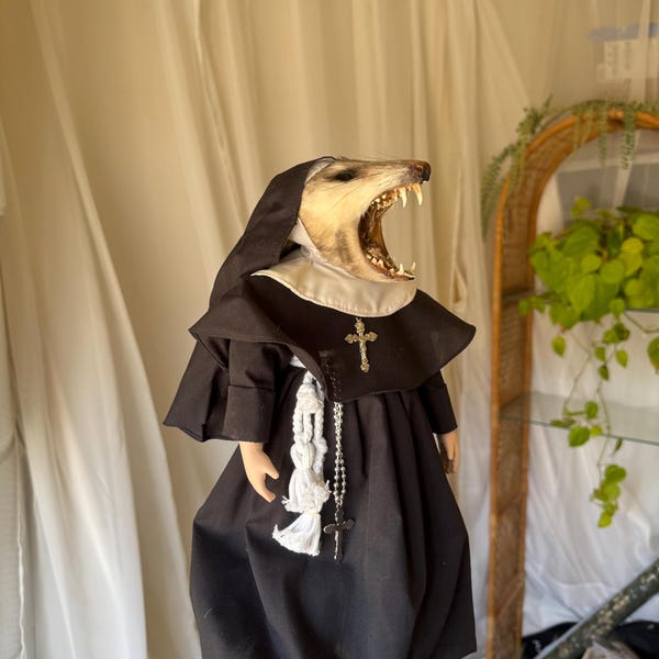 PRE ORDER angry opossum nun doll