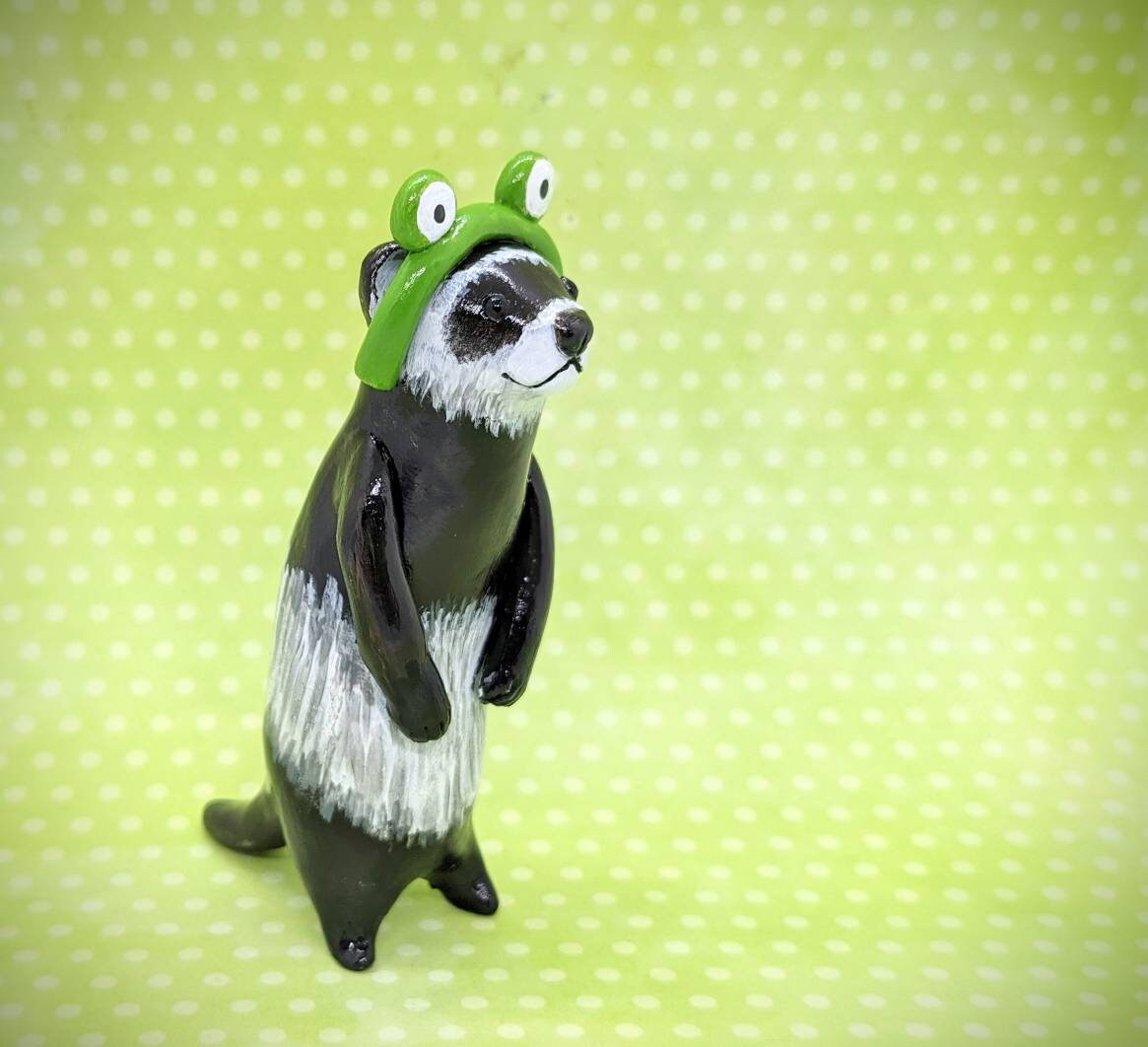 Little clay ferret sculpture ferret decor ferret art fairy Etsy