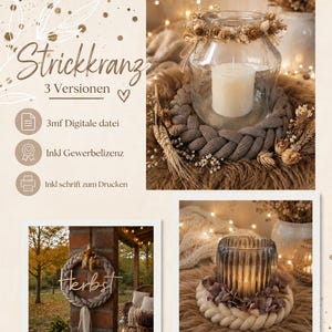 Ghirlanda lavorata a maglia/ 3 versioni 3mf/ file digitale / autunno / scandinavo