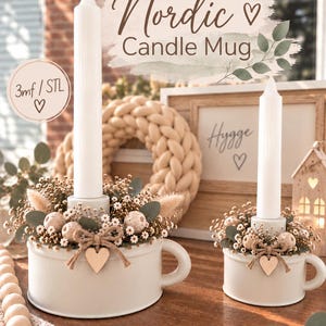 Nordic Candle Mug 3mf /stl /Nodic /Every Season / hyyge / Cozzy