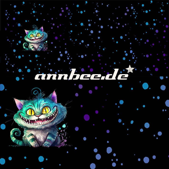 Jersey Stoff Panele grinsmal Katze, Grinsekatze Eigenproduktion