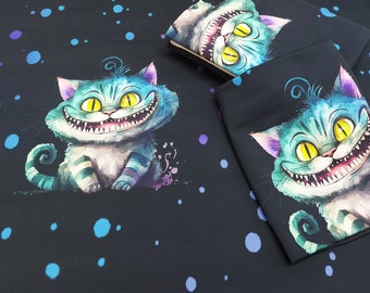 Jersey Stoff Panele grinsmal Katze, Grinsekatze Eigenproduktion