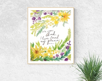Floral Bible Verse Print: Psalm 131 Watercolor Art (Digital Download)