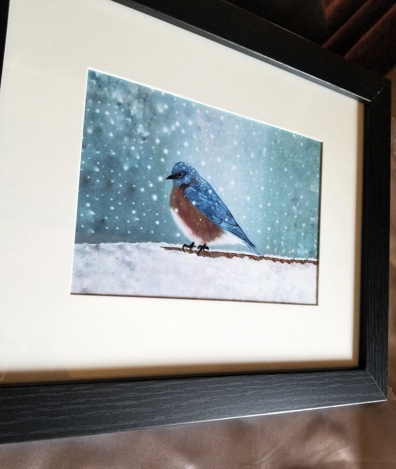 Art Print. Framed Wall Art. BLUE BIRD. Home decor. Holiday