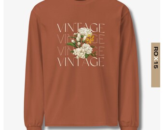 Camicia a maniche lunghe vintage floreale cristiana: cotone cardato / ROX15