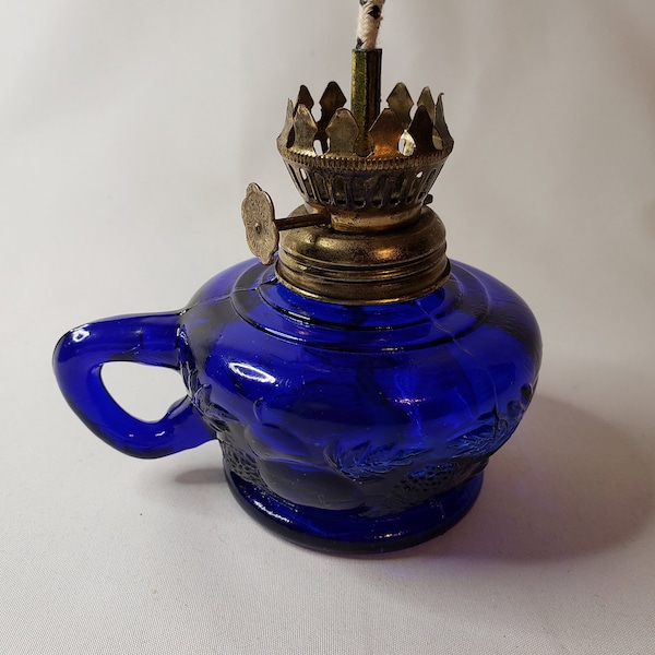Cobalt Blue Oil Lamp Etsy