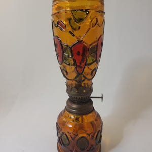 Amber 2 Piece Oil Lamp