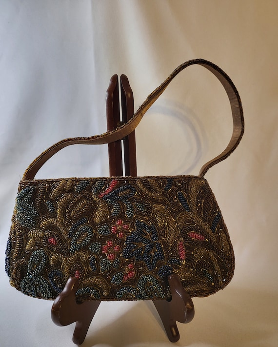 Vintage clutch purse brown Gem