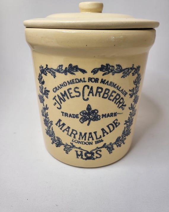 ちゃまるPORTER JAM  MADE Large Antique James Carberry Marmalade Crock With Lid - Etsy