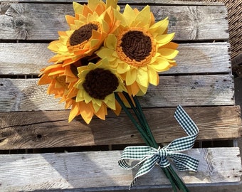 Felt flowers, sunflowers, summer flowers, summer sunflowers, everlasting flowers, gift for her, birthday gift, sunflower home decor,