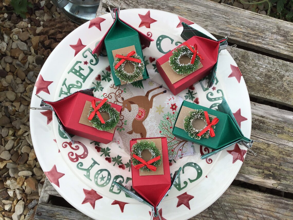 Christmas Houses Table Favours With Removable Roofs for Treats Etsy UK