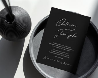 Black Calligraphy Modern Wedding DIY Invitation Set, Minimalist Modern Invitation and RSVP, Digital Download, DIY Editable Template 02
