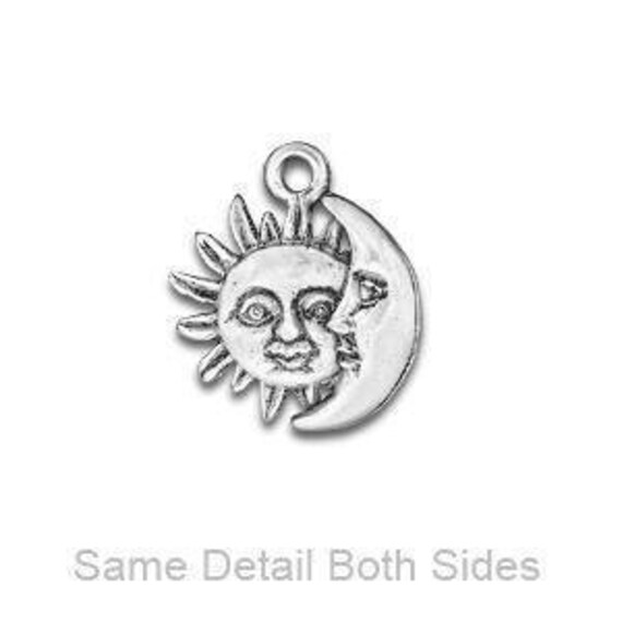 20pcs-Celestial Charms Silver Sun Moon and Star charm pendant 27x25mm