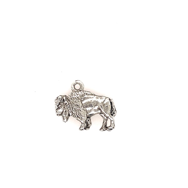 6 Buffalo Charm | Sterling Silver Plated Pewter Charms, Lead Free Charms, USA Made C014S