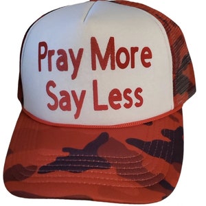 Red camo trucker hat puff print