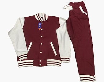 Unisex varsity jacket style jogger sweatsuit set gift for her or gift for him tracksuit