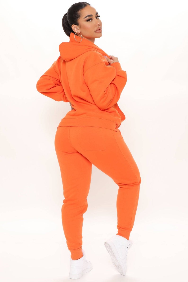Womens Orange Sweatsuit Womens Orange Joggers Womens Orange Hoodie Set