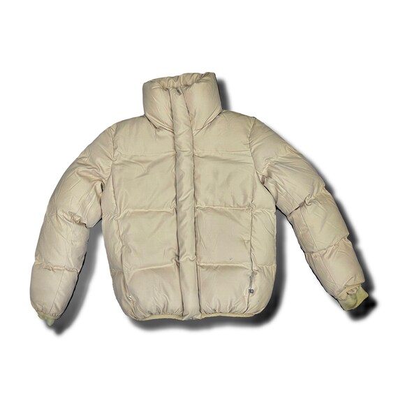 Mens tan high neck bubble jacket medium weight gift for him