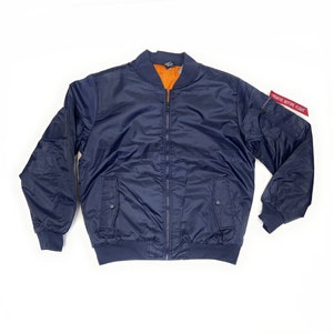 Mens flight jacket unisex bomber jacket navy blue size medium military style army coat