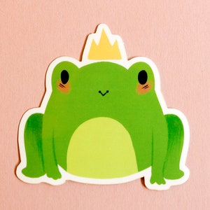 Cute Frog with Crown Vinyl Sticker