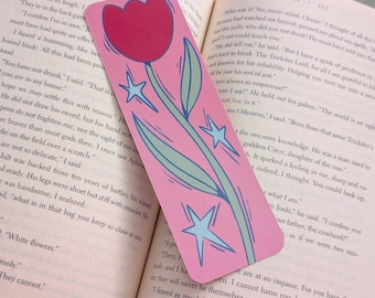 Spring Tulip Bookmark – Book Lover Gift - Botanical Bookmark - Nature Bookmark - Illustrated Bookmark
