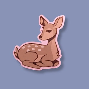 Cute Fawn Vinyl Sticker – Aesthetic Deer Sticker for Laptops, Journals & Water Bottles For Nature Lovers, Cozy Cottagecore Stationary