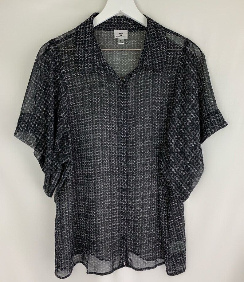 Worthington Vintage Sheer Blouse size XL fits well as oversized SML