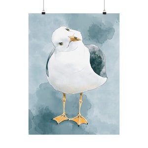 Large Curious Seagull Art Print/Seagull Watercolor/Seagull Art Print/Seagull Watercolor Print/Ocean Seagull Print/Cute Seagull Poster