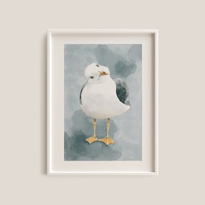 Neugierige Möwe Kunstdruck/Möwe Aquarell Kunst/Möwe Kunstdruck/Möwe Aquarell Kunstdruck/Ozean Möwe Poster/Ozean Möwe