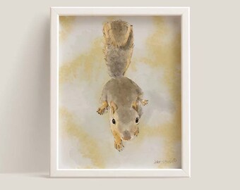 Eichhörnchen Aquarell Kunst Druck - Tier Illustration (Digitaler Download)