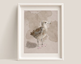 Juvenile Seagull Watercolor Art Print (Digital Download)