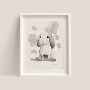 Sitting Bunny Illustration/Art print download/Hand drawn printable/watercolor