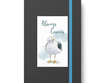 Always Curious Seagull by JAF Studio-Color Contrast Notebook - Ruled/Blank Notebook/Journal