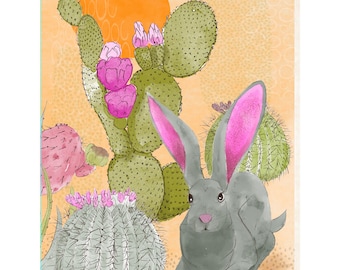Desert Hare Greeting Card/Watercolored  Printed Art Card (Blank Inside)