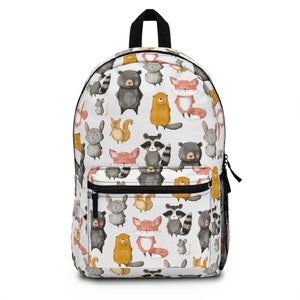 Woodland Animal Friends Backpack/Cute Kid Backpack/Forest Animals/Foxes Raccoon Squirrel Characters/Forestcore Backpack/Back To School Bag