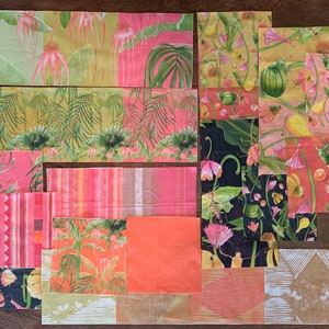 Botanicals-Abstracts-Whimsical Fabric Swatches/3 Curated Bundles of swatches Plus/#79 - 6"x6"swatches/#111