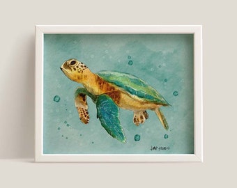 Sea Turtle/Downloadable print/hand drawn illustration/nursery art