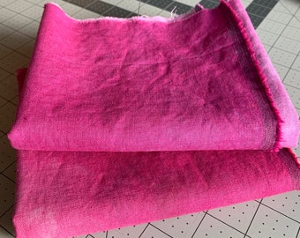 Hand dyed Raspberry ombré fabric/ 2pieces -1/2 yards each/Essex fabric/#017