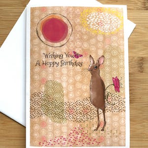 "Kaninchen ""Ich wünsche Ihnen einen hoppy Geburtstag" Karte/Geburtstag Grußkarten/wunderliche Grußkarte/leere Innenseite."