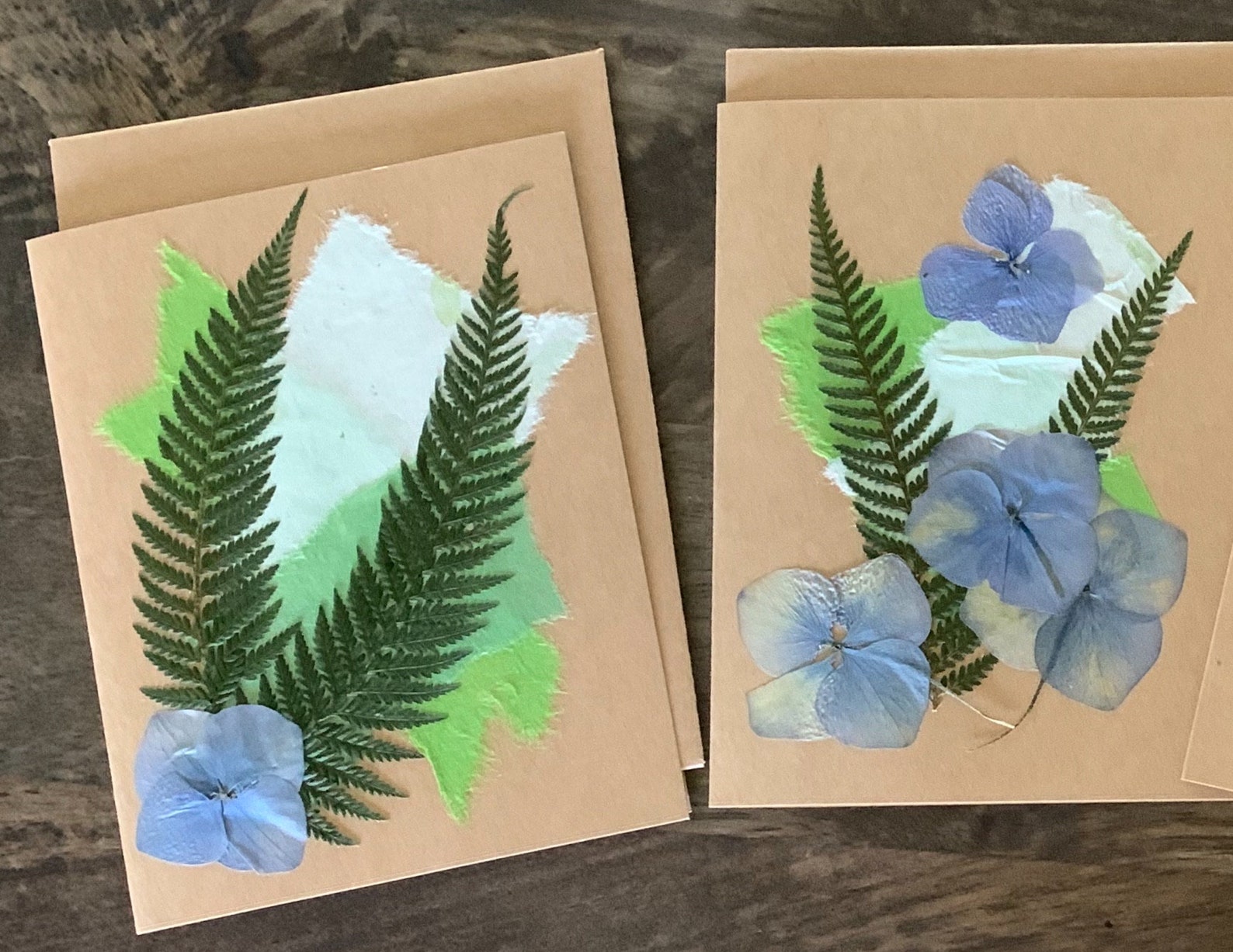 Set of 4/handmade Pressed Flower Note Cards/real Dried Flowers Etsy