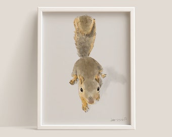 Eichhörnchen Aquarell Kunstdruck, süßes Tier (Digitaler Download)