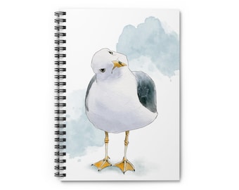 Curious Seagull Art by JAF Studio-Spiral Notebook - Ruled Line/Blank School Journal