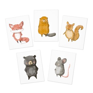 Woodland Animal Friends B by JAF Studio/Cartes de correspondance vierges/Cartes de voeux à motifs multiples (paquet de 5)