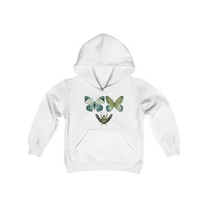 Butterflies and Beetle Art Print-Youth Heavy Blend Hooded Sweatshirt