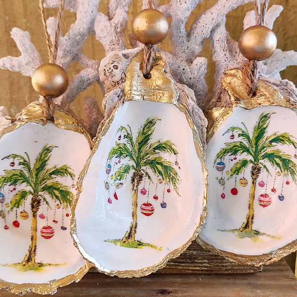 Oyster shell ornament palm trees